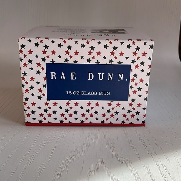 NWT Rae Dunn 18 ounce clear glass mug “Proud American” - Picture 3 of 4